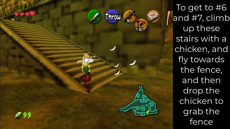 Climb the windmill stairs with a chicken