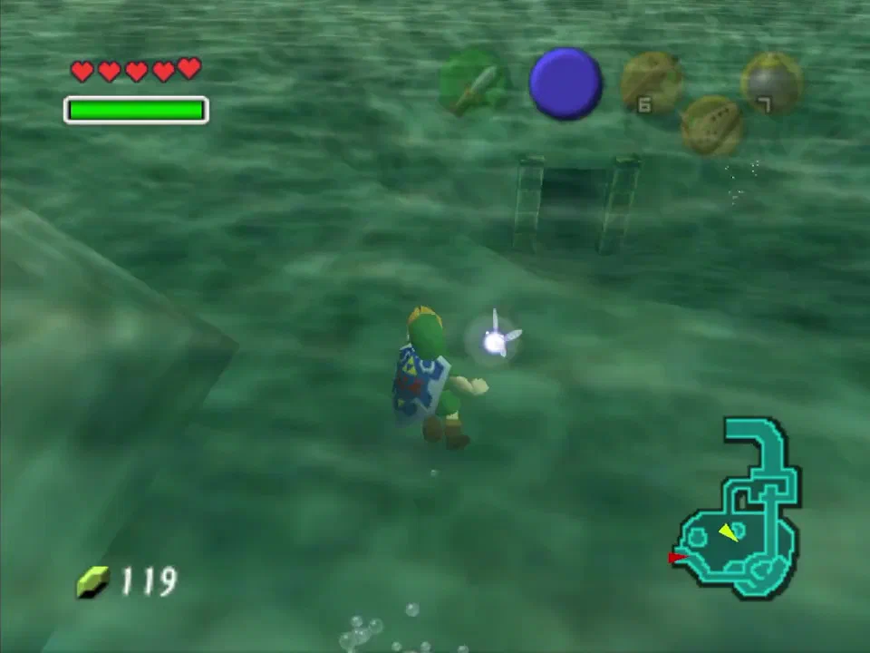 Dive down to this tunnel to warp to Lake Hylia