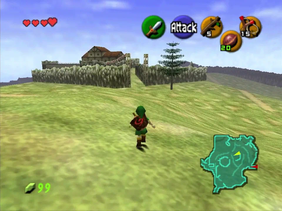 Lon Lon Ranch is in the middle of Hyrule Field