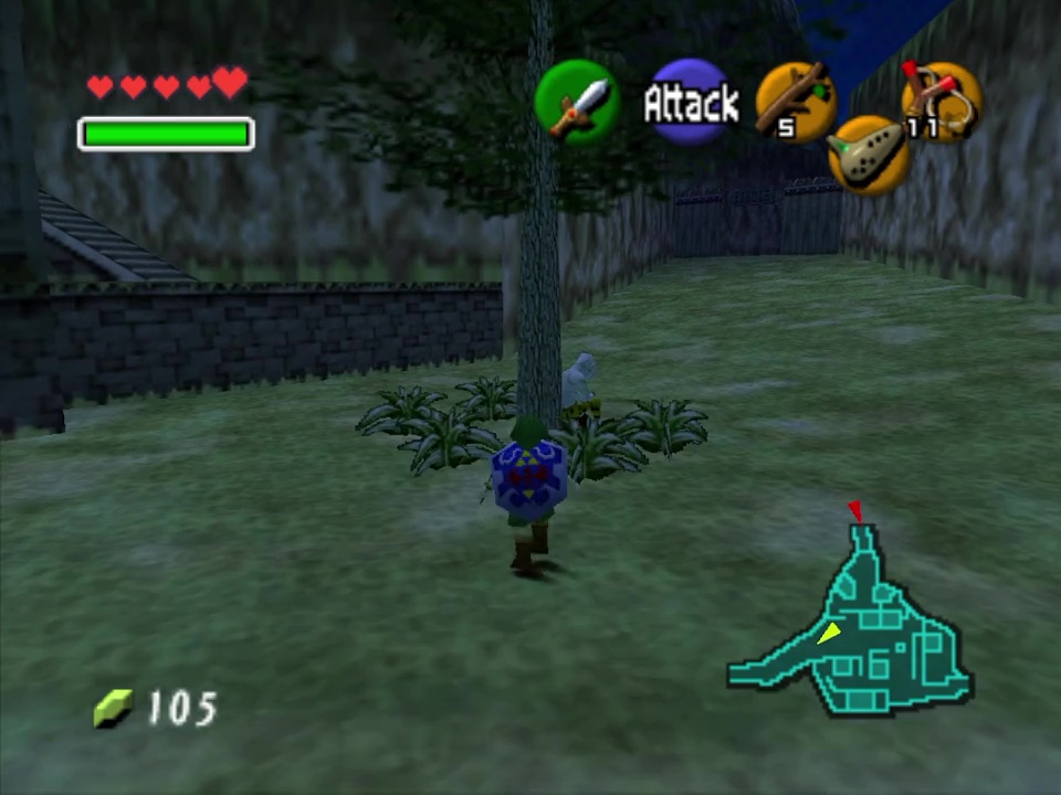 Roll into the tree near Kakariko Village's entrance (At Night)