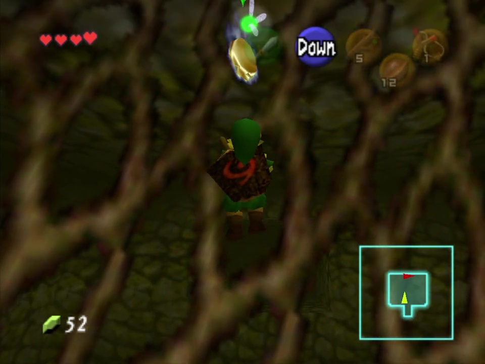 Shoot this skulltula on the vines in the giant stairs room