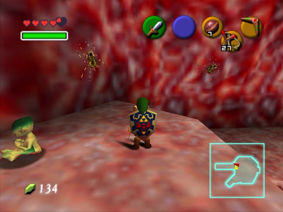 You'll see two Gold Skulltulas after you get the Map and Compass and fall down through the hole that was blocked.