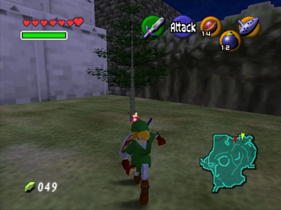 Bomb the tree near Hyrule Castle