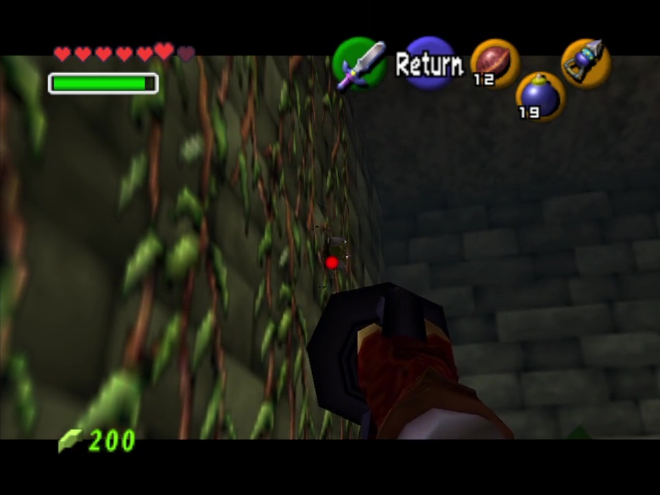 On the right side of the vines before you enter the Forest Temple