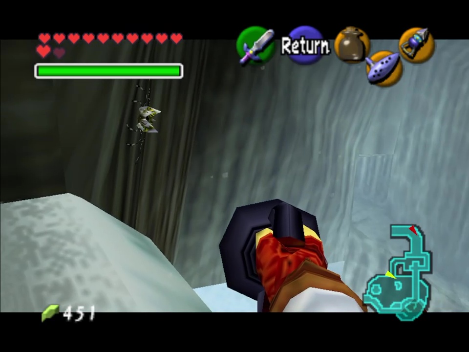 Inside Zora's Domain at Night time, next to the frozen waterfall
