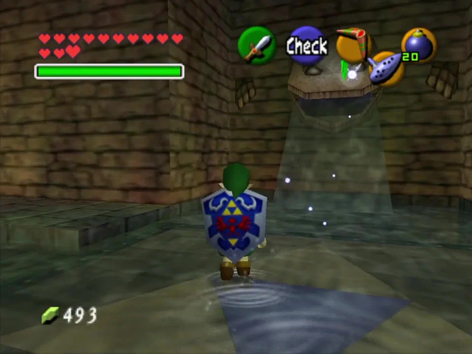 Play Zelda's Lullaby here to lower the water level