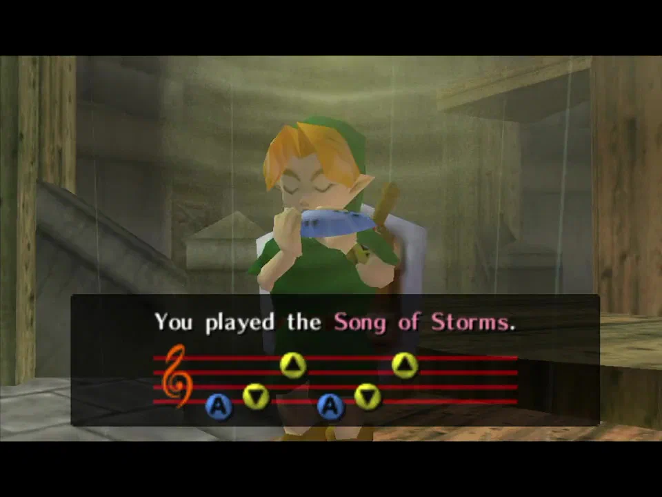 Play the Song of Storms in the Windmill to lower the Well's water