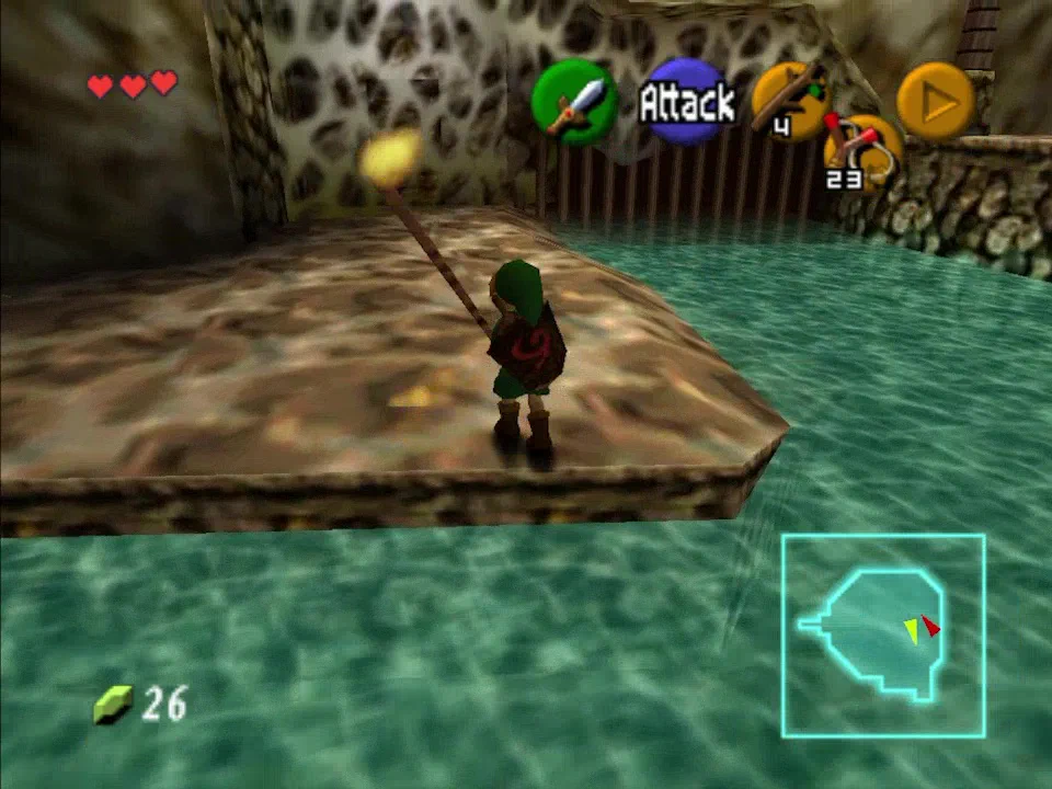 Bring your lit Deku Stick across the water