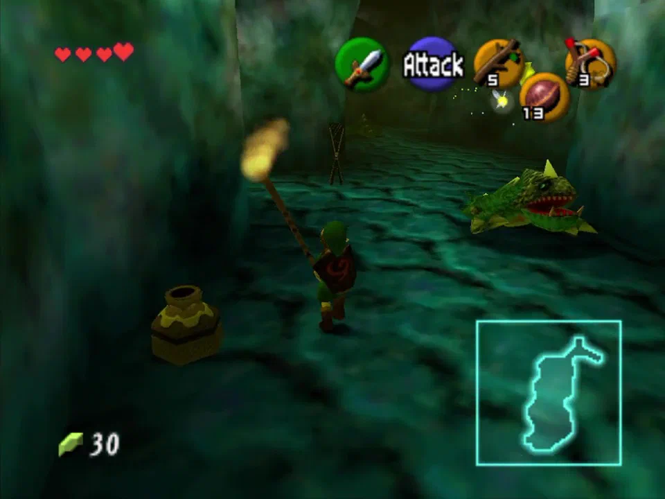 Light the three torches after lighting a deku stick on the lit torch