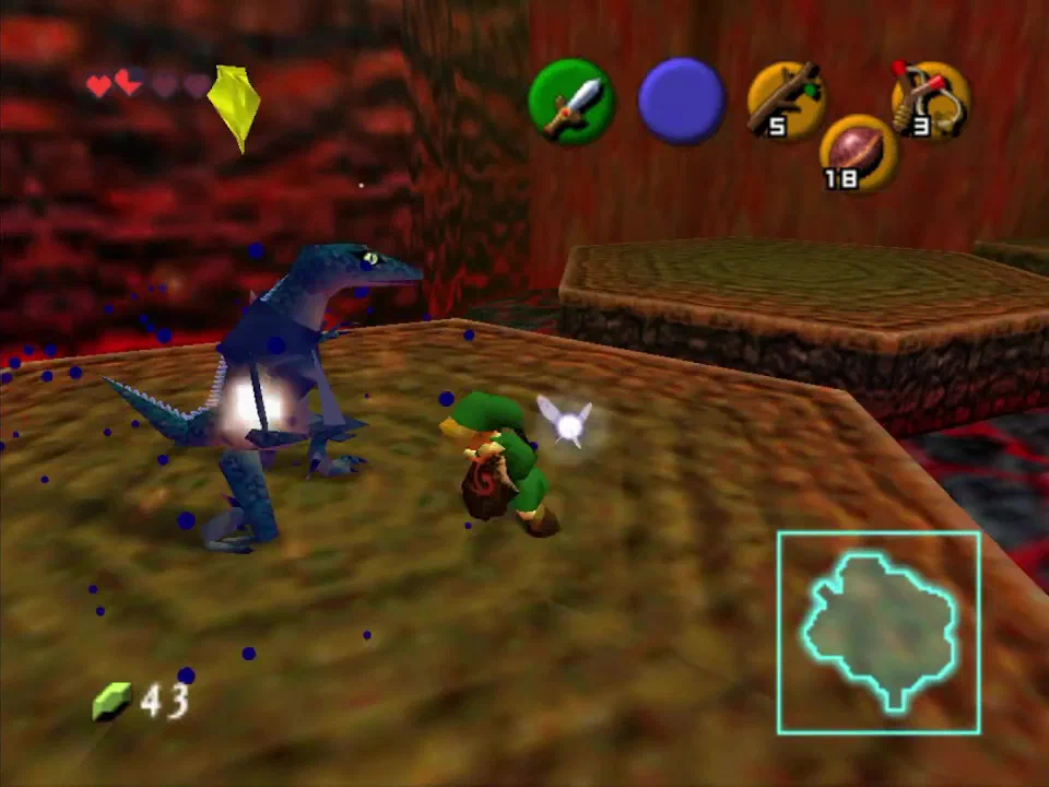 Use a Deku Nut to stun these lizard guys