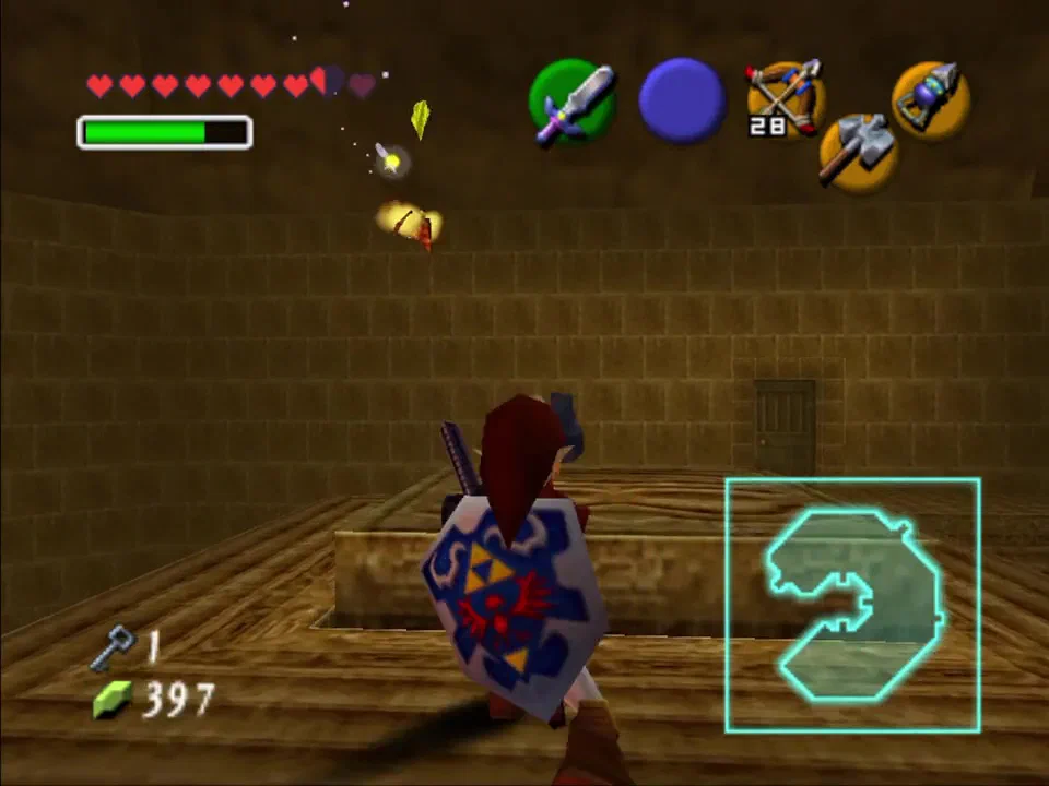 Hit this giant block to knock it back to the boss room entrance