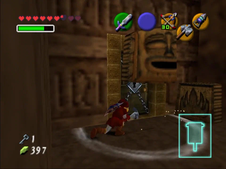 Hit the statue in the entry room with your hammer