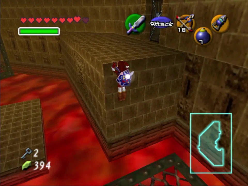Jump across and climb to the locked door