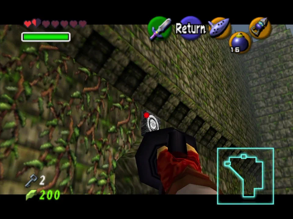 Hookshot to the silver circle thing and step on the button to drain the well