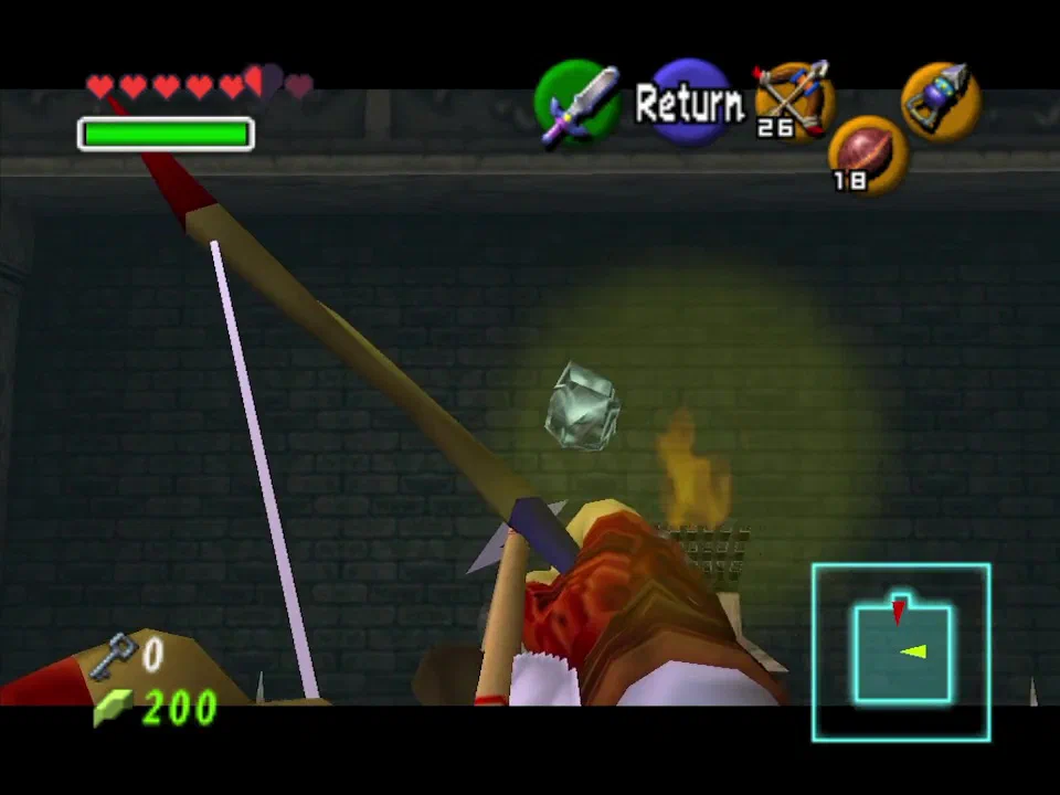 Stand on a moving platform and wait until the torch is lined up with the ice switch