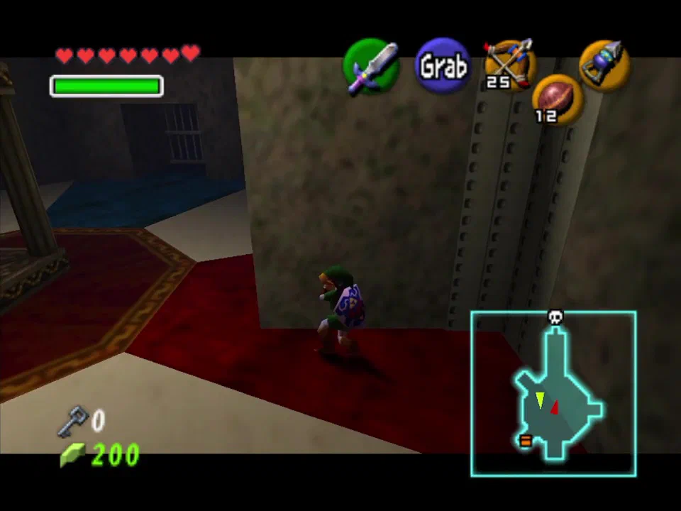 Push the room counter-clockwise, checking each opening after each push