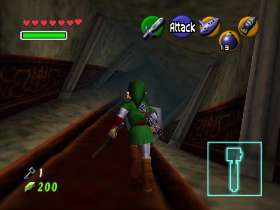 Go through the twisted corridor (you should still have 1 key)