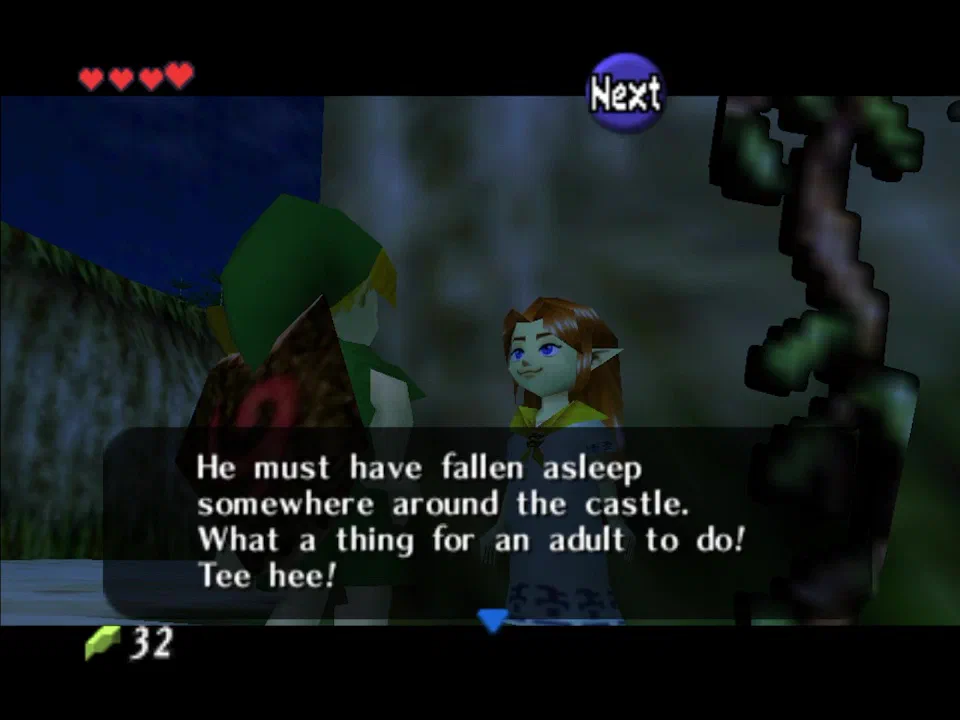 You should find Malon near the Market -> Castle entrance at night time