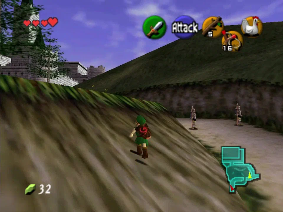 Sneak up the slope to the left of the guards