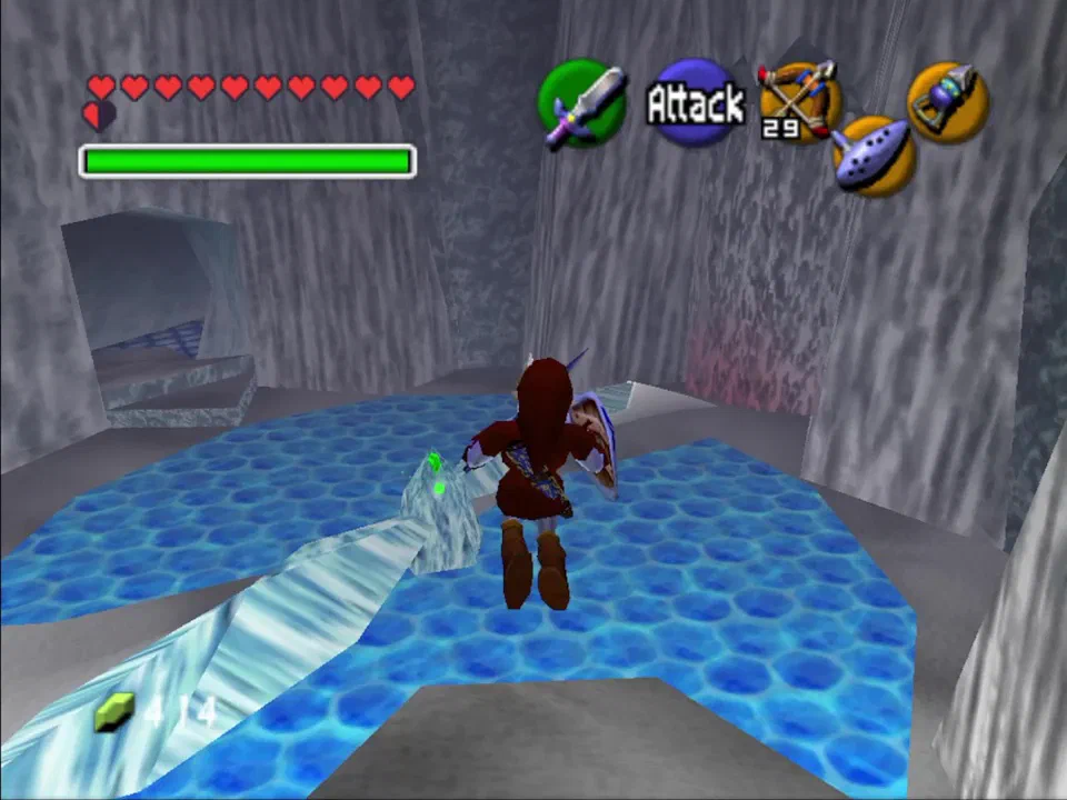 Jump to grab the rupee floating near the ledge