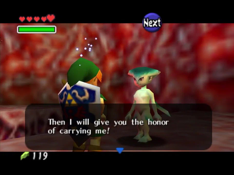 Talk to Princess Ruto until she lets you carry her