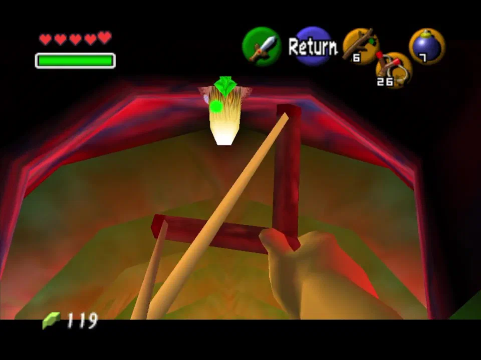 Shoot the switch on the ceiling with your slingshot