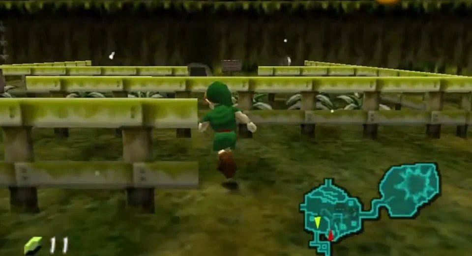 Climb over these fences to find the Kokiri Sword in the tunnel