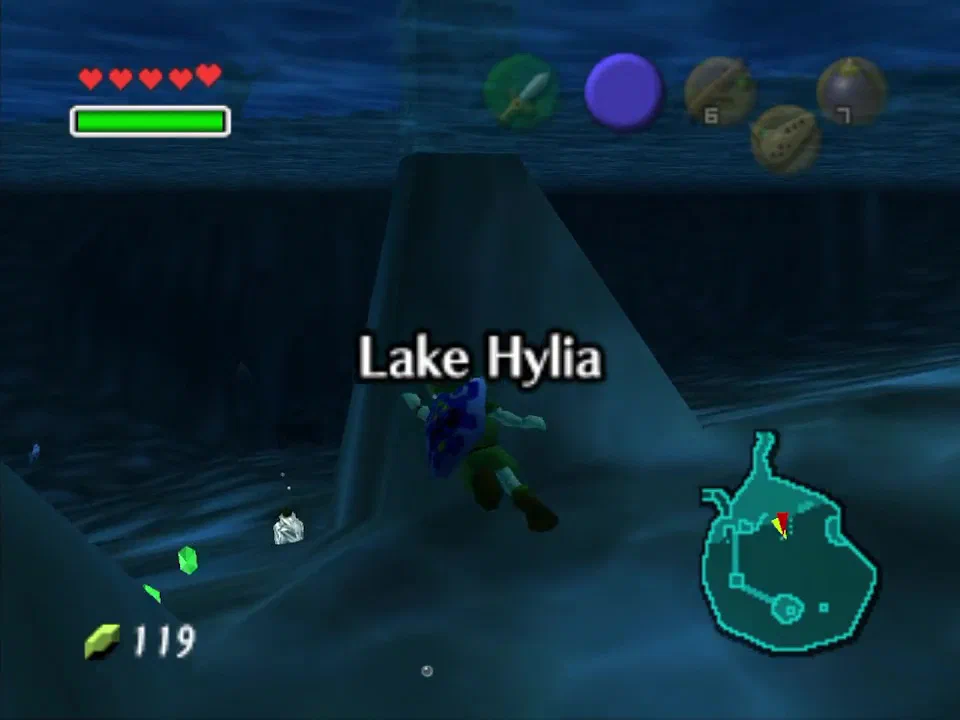 Once you warp to Lake Hylia the bottle should be right in front of you