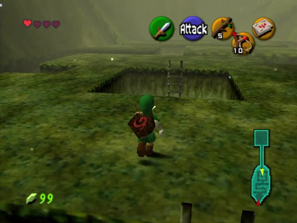 You can fall into the hole in this pit to get to a Fairy Fountain