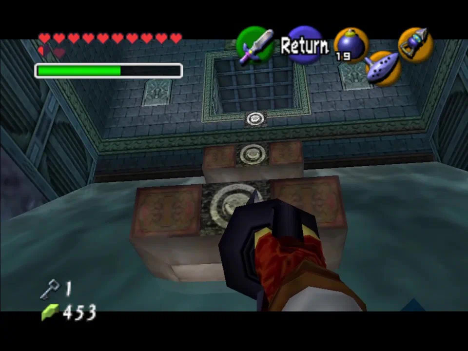 You have to use your hookshot to quickly grab each platform as it moves, so you can get higher