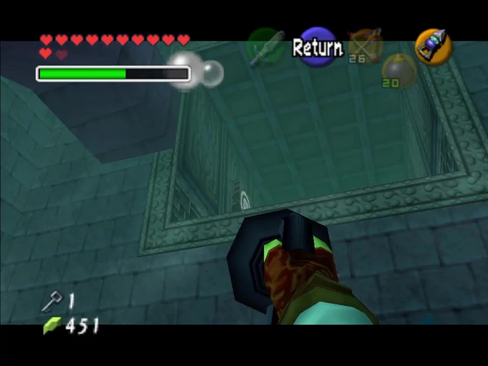 You can hookshot up to the platform after hitting the switch
