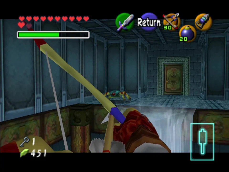 It might be a good idea to kill this guy before trying to jump across