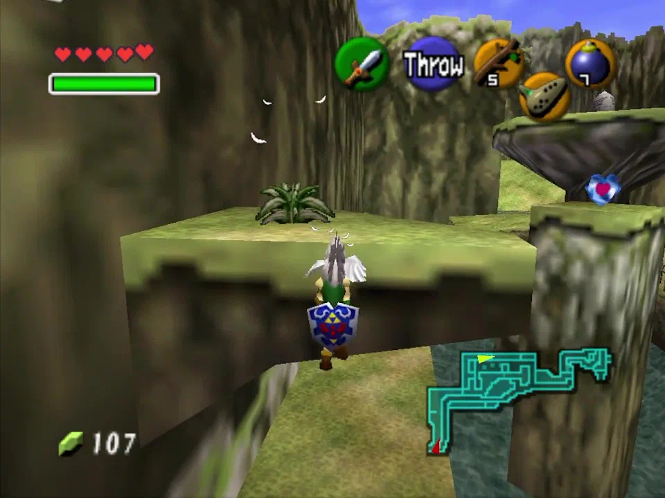Let go of the chicken at the last minute to grab the ledge